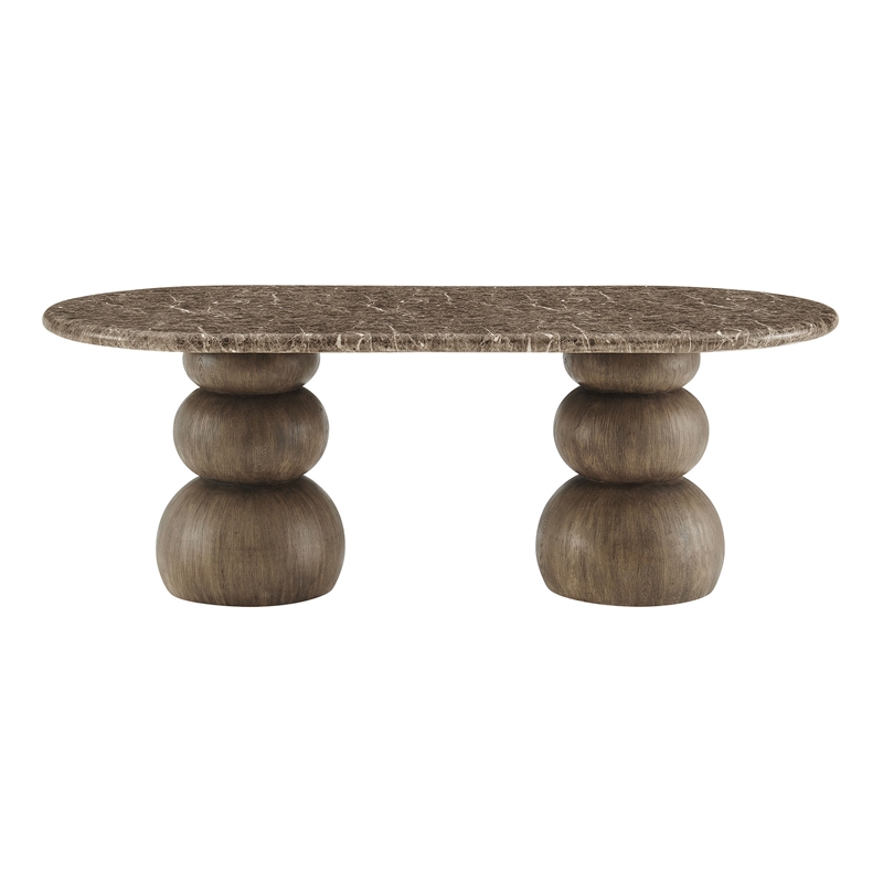 Pietra Indoor Outdoor Oval Dining Table in Dark Emperador Marble