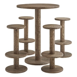 Neo 5-Piece Round Indoor - Outdoor Round Patio Bar Table And Stool Set