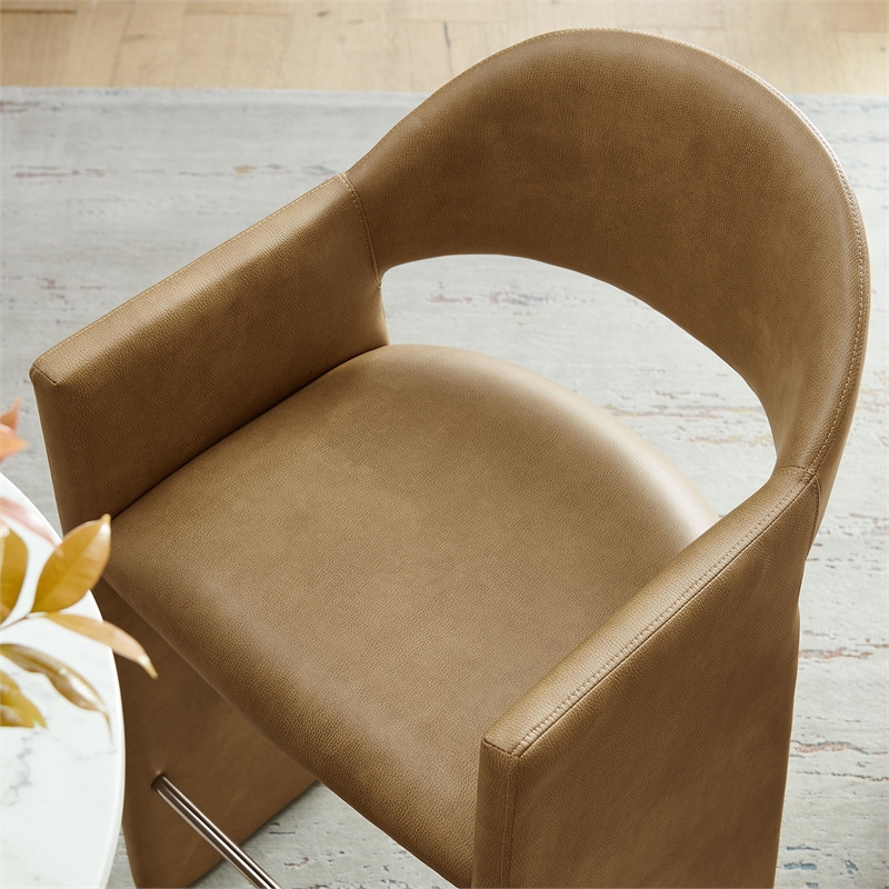 Talia 41 Inch Vegan Leather Bar Stool in Toast