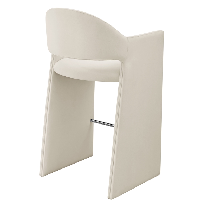 Talia 41 Inch Performance Velvet Bar Stool in Alabaster