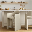 Talia 37 Inch Upholstered Fabric Counter Stool in Linen