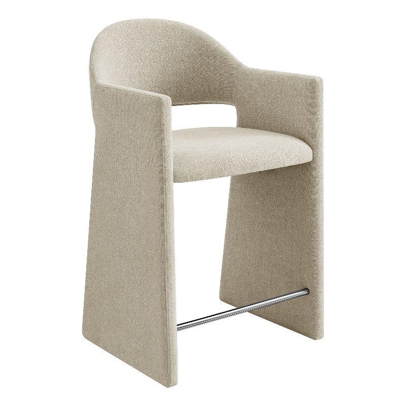 Talia 37 Inch Upholstered Fabric Counter Stool in Linen