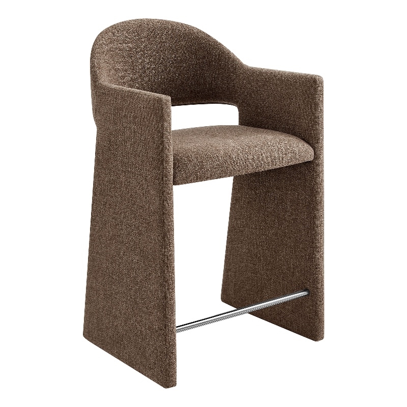 Talia 37 Inch Upholstered Fabric Counter Stool in Mocha