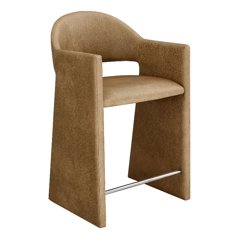 Talia 37 Inch Vegan Leather Counter Stool in Toast