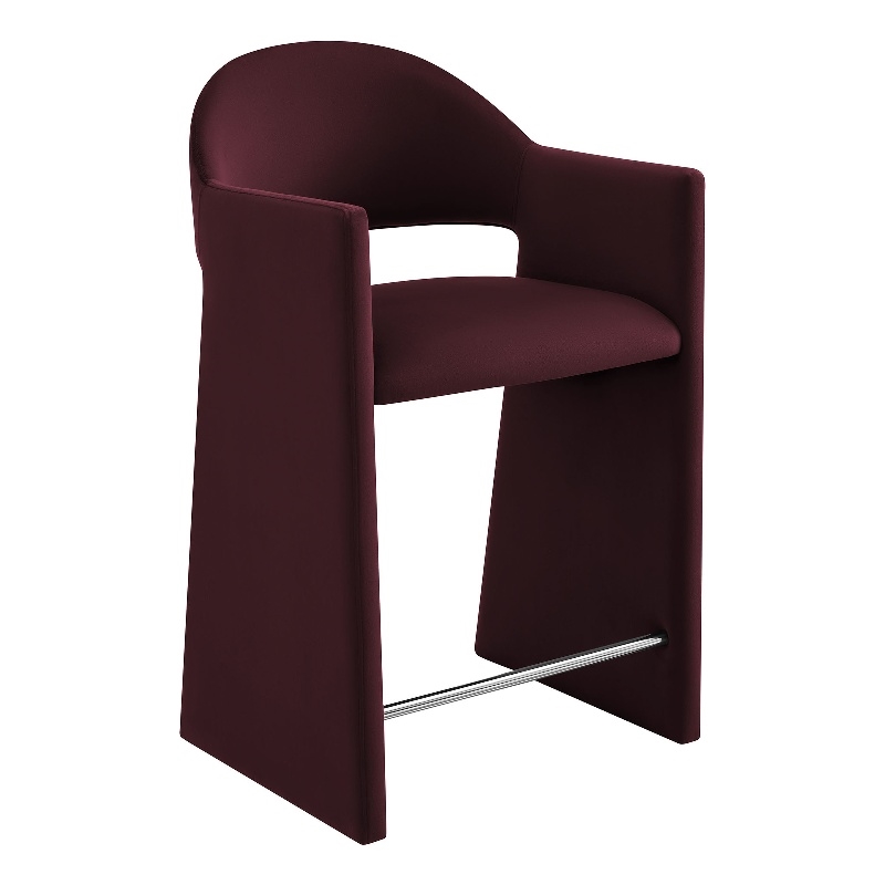 Talia 37 Inch Performance Velvet Counter Stool in Mulberry