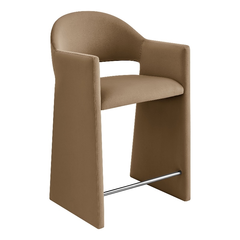 Talia 37 Inch Performance Velvet Counter Stool in Taupe