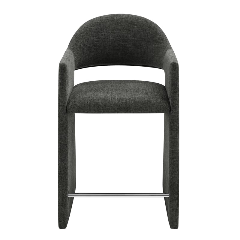 Talia 37 Inch Upholstered Fabric Counter Stool in Charcoal