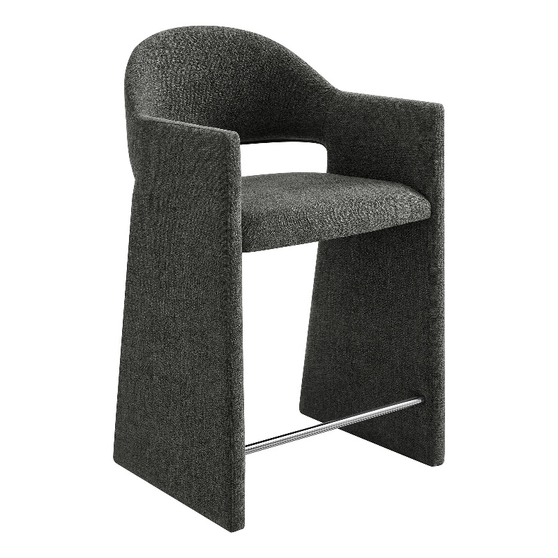 Talia 37 Inch Upholstered Fabric Counter Stool in Charcoal