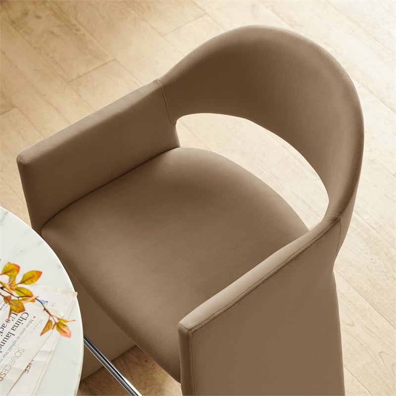 Talia 41 Inch Performance Velvet Bar Stool in Taupe
