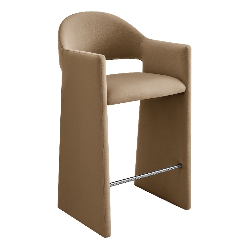 Talia 41 Inch Performance Velvet Bar Stool in Taupe