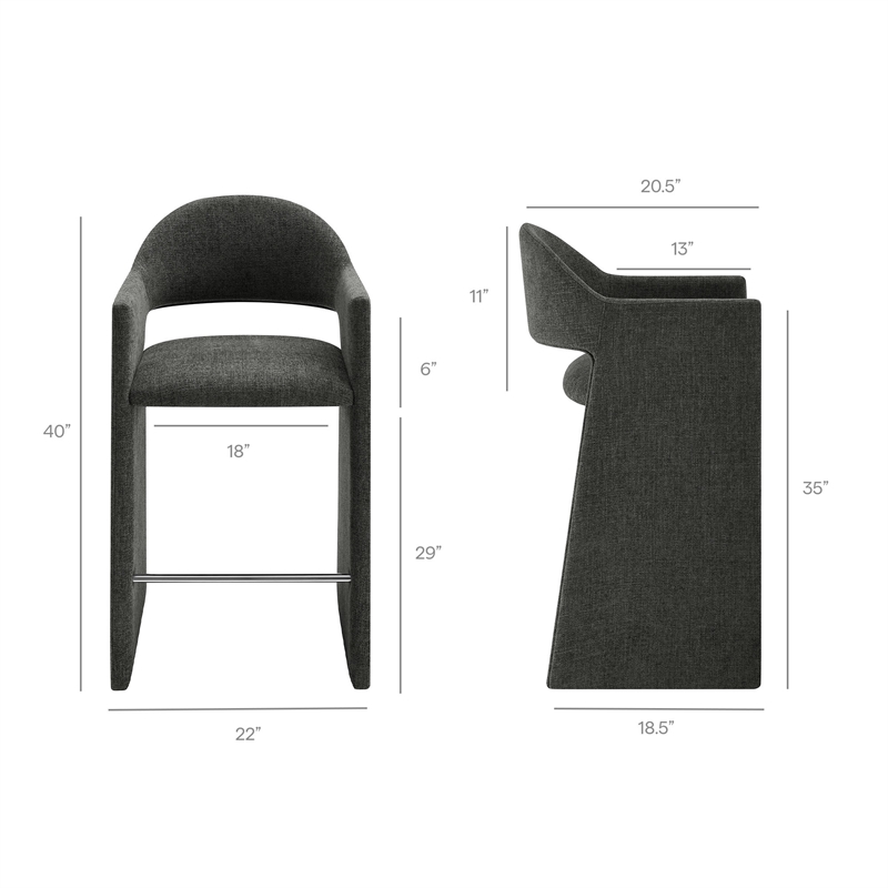 Talia 41 Inch 41 Inch Upholstered Fabric Bar Stool in Charcoal