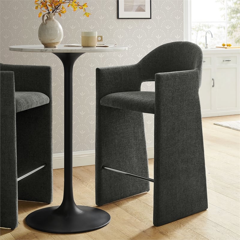 Talia 41 Inch 41 Inch Upholstered Fabric Bar Stool in Charcoal