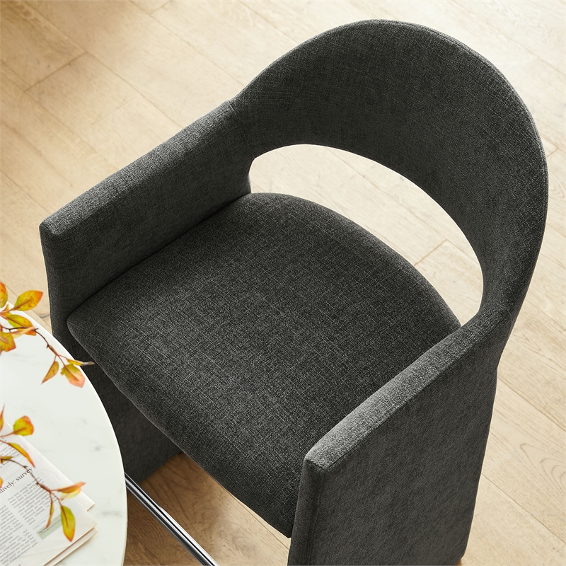 Talia 41 Inch 41 Inch Upholstered Fabric Bar Stool in Charcoal