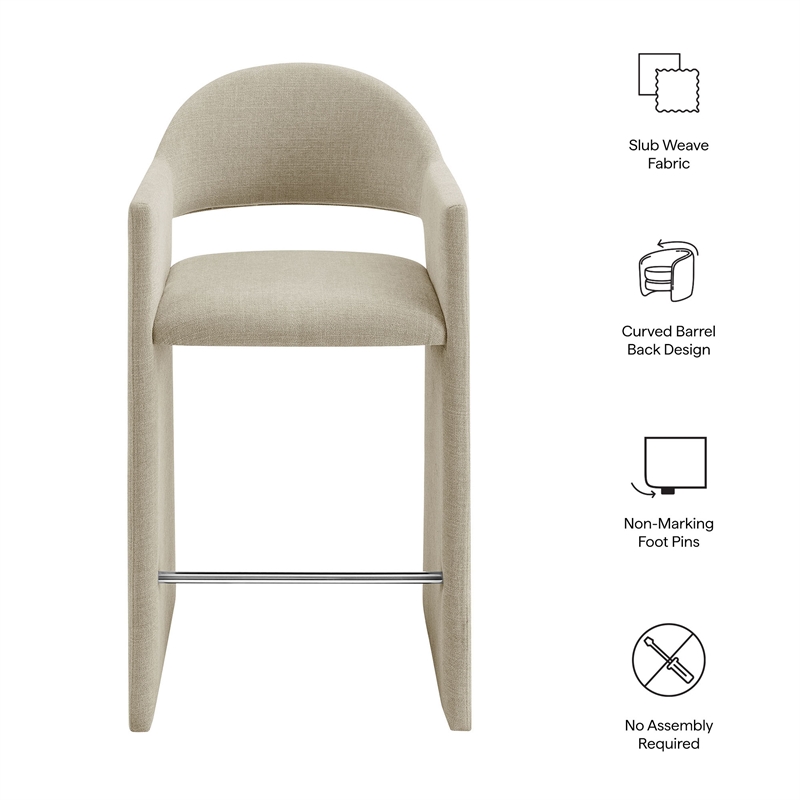Talia 41 Inch 41 Inch Upholstered Fabric Bar Stool in Linen
