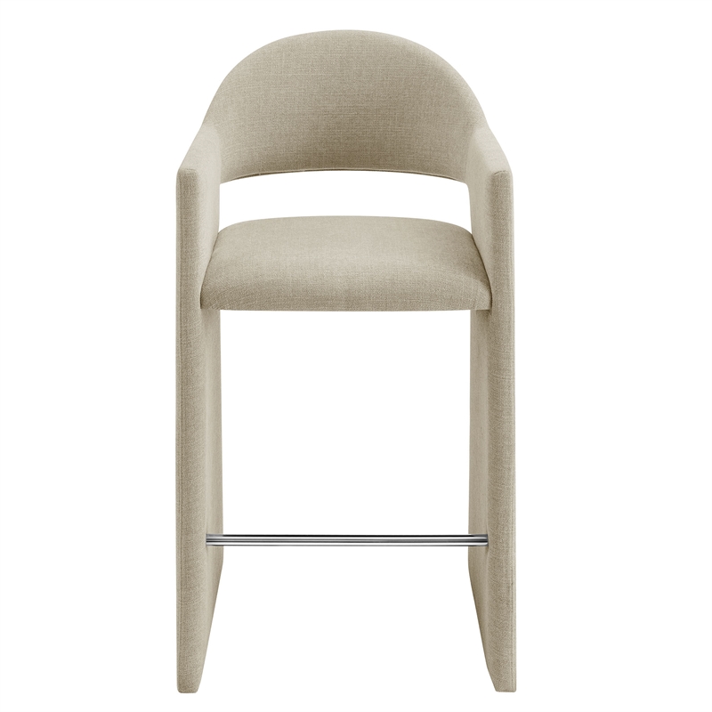 Talia 41 Inch 41 Inch Upholstered Fabric Bar Stool in Linen