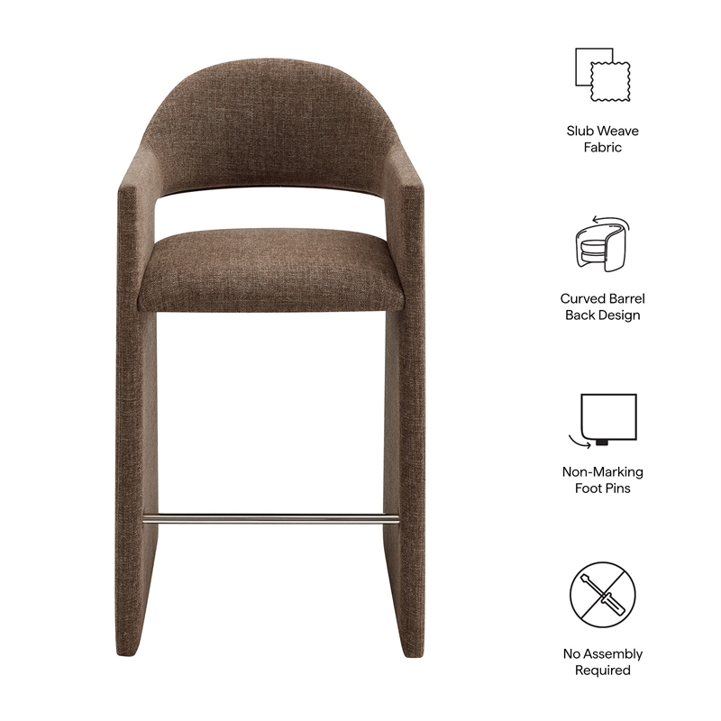Talia 41 Inch 41 Inch Upholstered Fabric Bar Stool in Mocha
