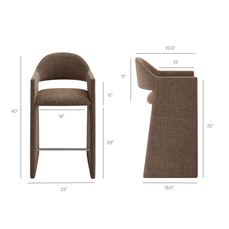 Talia 41 Inch 41 Inch Upholstered Fabric Bar Stool in Mocha