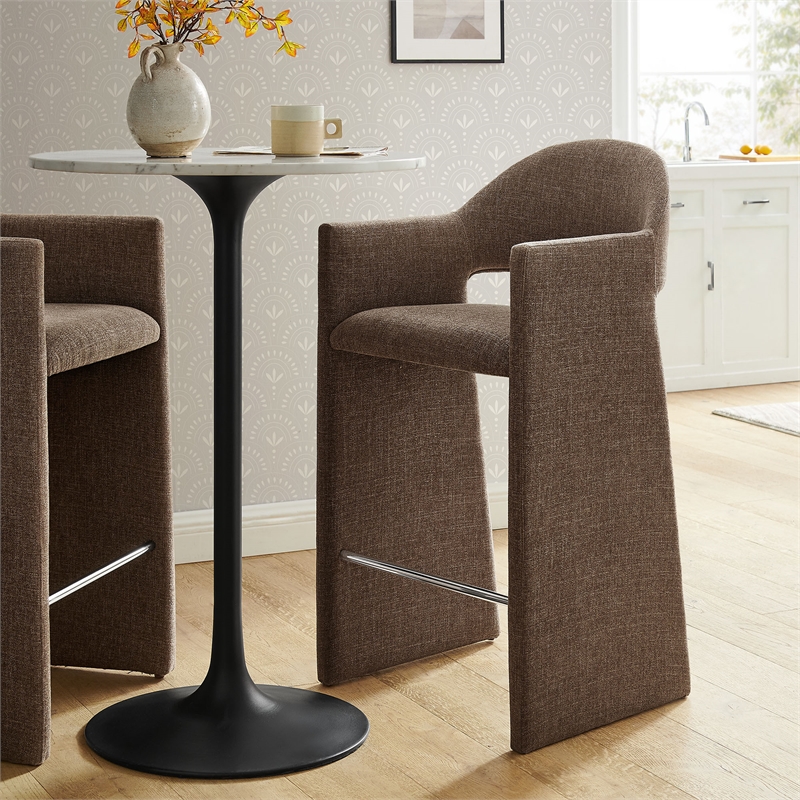 Talia 41 Inch 41 Inch Upholstered Fabric Bar Stool in Mocha