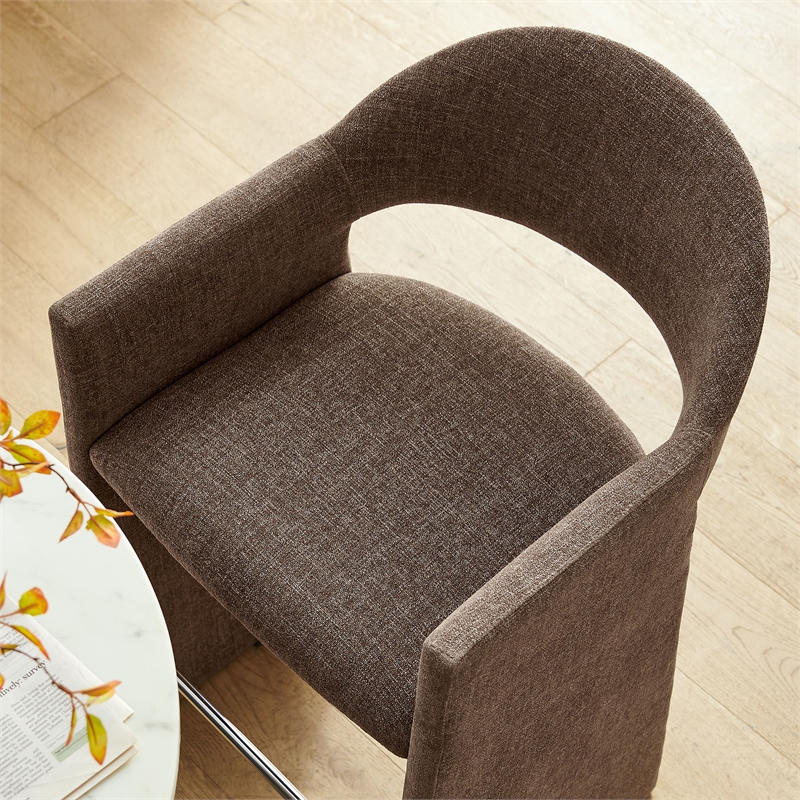 Talia 41 Inch 41 Inch Upholstered Fabric Bar Stool in Mocha