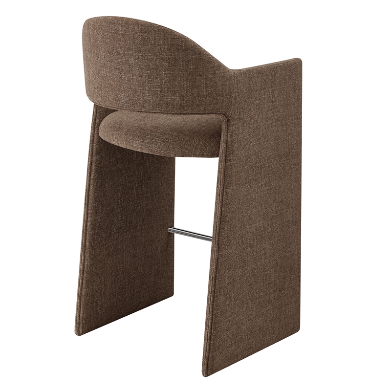 Talia 41 Inch 41 Inch Upholstered Fabric Bar Stool in Mocha