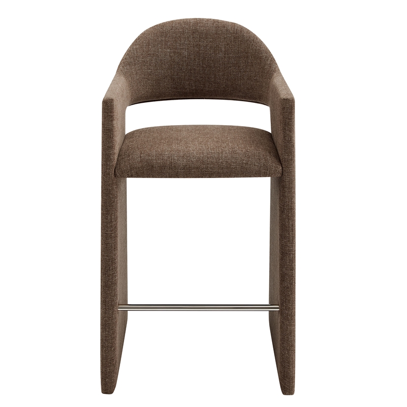 Talia 41 Inch 41 Inch Upholstered Fabric Bar Stool in Mocha