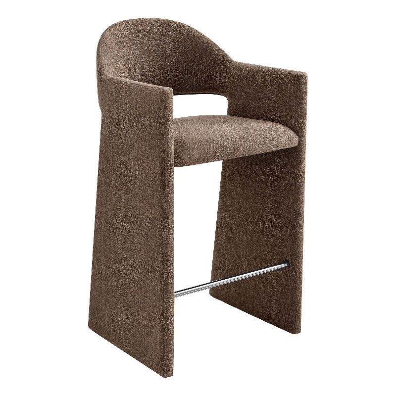 Talia 41 Inch 41 Inch Upholstered Fabric Bar Stool in Mocha