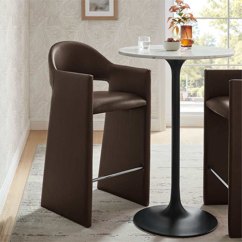 Talia 41 Inch Vegan Leather Bar Stool in Espresso