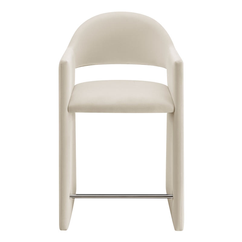 Talia 37 Inch Performance Velvet Counter Stool in Alabaster