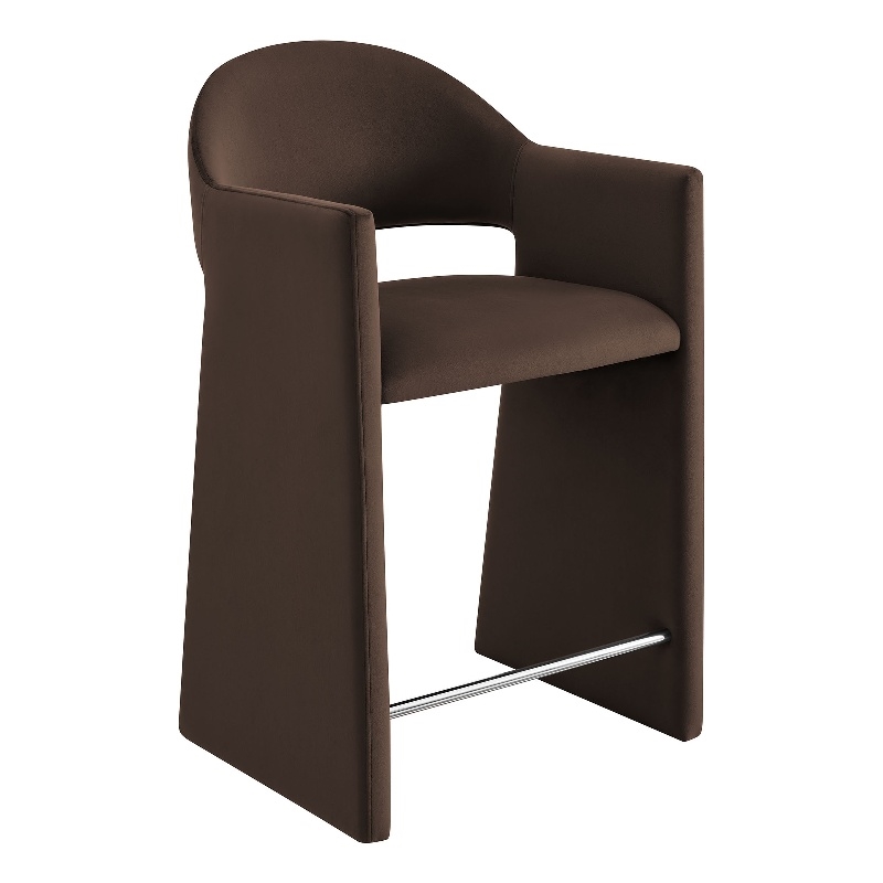 Talia 37 Inch Performance Velvet Counter Stool in Chocolate Brown