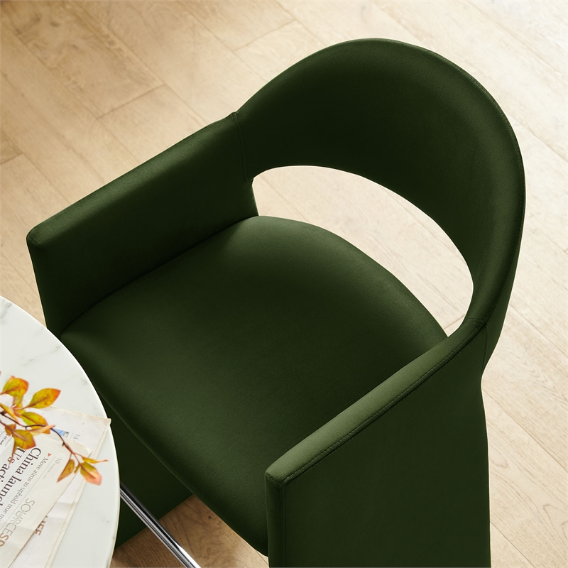 Talia 41 Inch Performance Velvet Bar Stool in Moss Green
