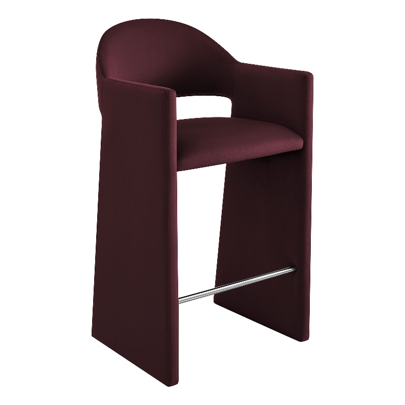 Talia 41 Inch Performance Velvet Bar Stool in Mulberry