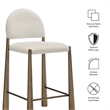 Hayley Upholstered Fabric Counter Stools Set of 2 in Brass Cream