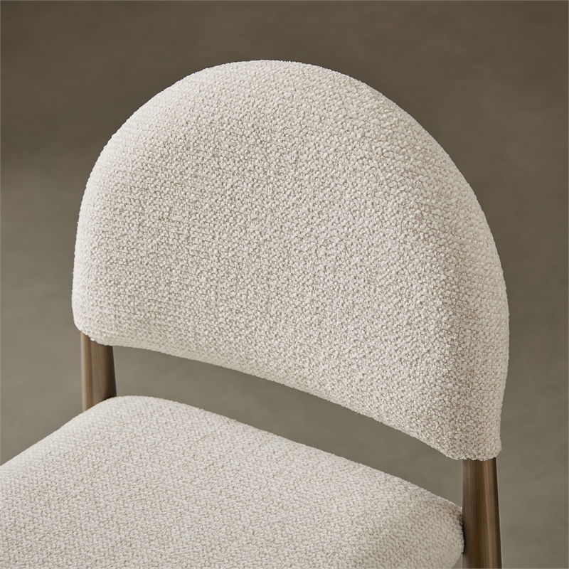 Hayley Upholstered Fabric Counter Stools Set of 2 in Brass Cream