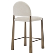Hayley Upholstered Fabric Counter Stools Set of 2 in Brass Cream
