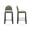 Hayley Upholstered Fabric Counter Stools Set of 2 in Black Leaf