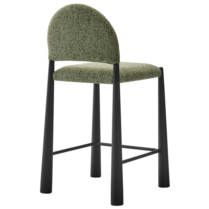 Hayley Upholstered Fabric Counter Stools Set of 2 in Black Leaf