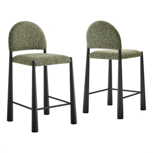 Hayley Upholstered Fabric Counter Stools Set of 2 in Black Leaf