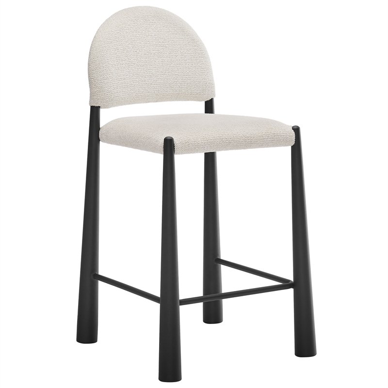 Hayley Upholstered Fabric Counter Stools Set of 2 in Black Cream