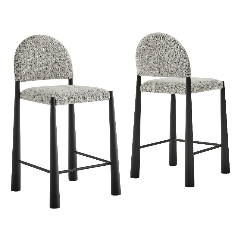 Hayley Upholstered Fabric Counter Stools Set of 2 in Black Camel