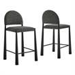 Hayley Upholstered Fabric Counter Stools Set of 2 in Black Anthracite