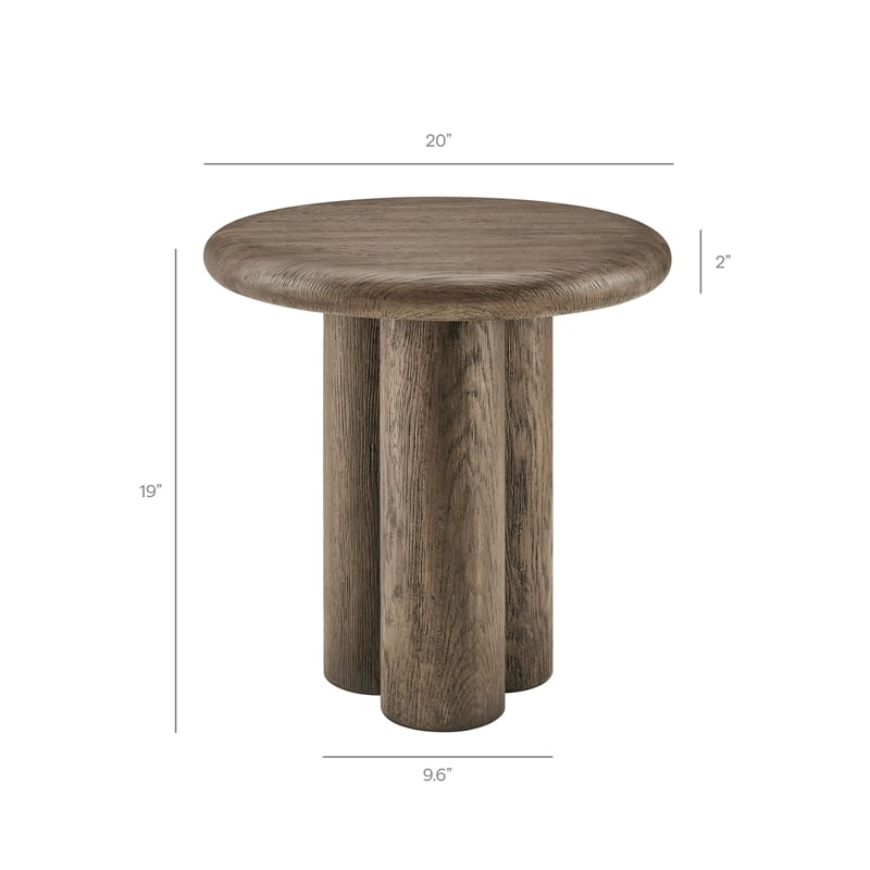 Tori 20 Inch Round Outdoor Indoor and Outdoor Wood Side Table in Weathered Walnut