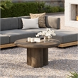 Tori 31 Inch Round Outdoor Indoor and Outdoor Wood Coffee Table in Weathered Walnut
