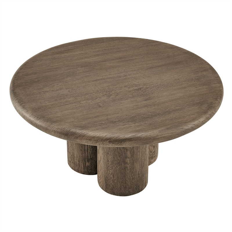 Tori 31 Inch Round Outdoor Indoor and Outdoor Wood Coffee Table in Weathered Walnut
