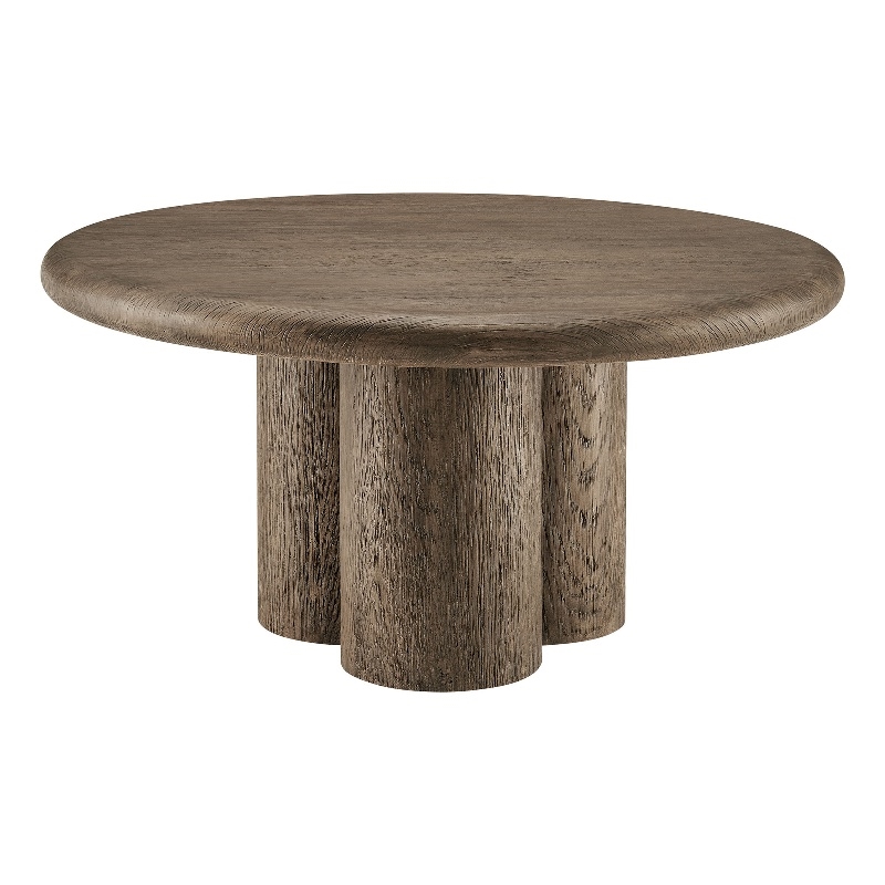 Tori 31 Inch Round Outdoor Indoor and Outdoor Wood Coffee Table in Weathered Walnut