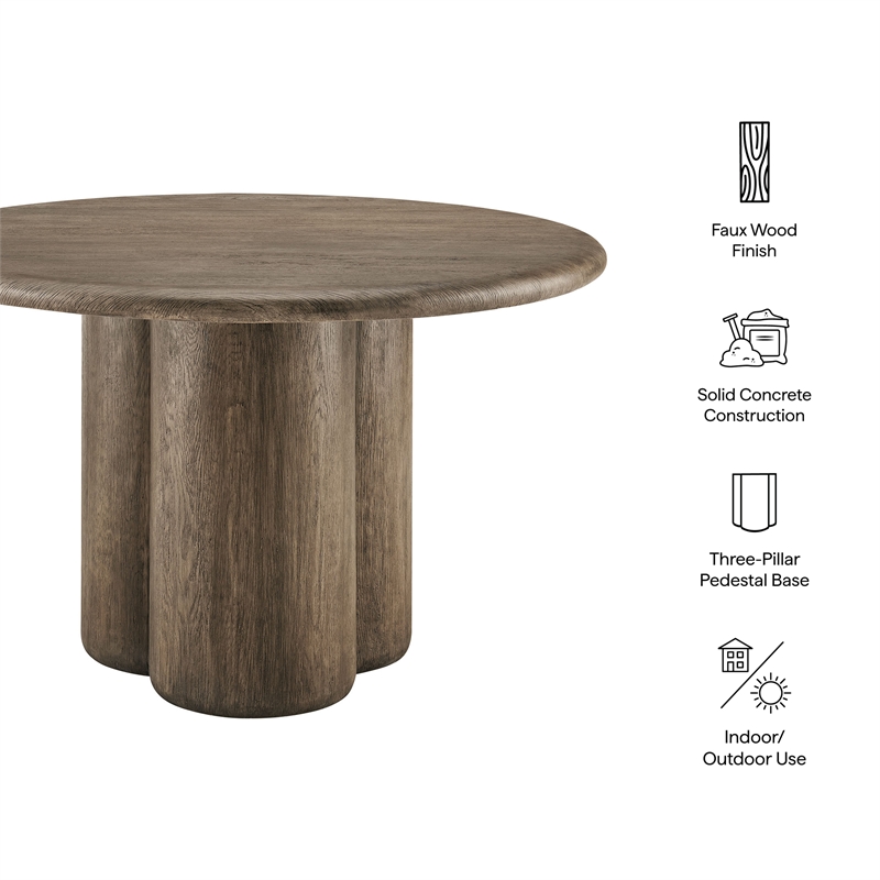 Tori 48 Inch Round Outdoor Indoor and Outdoor Wood Dining Table in Weathered Walnut