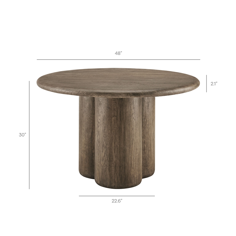 Tori 48 Inch Round Outdoor Indoor and Outdoor Wood Dining Table in Weathered Walnut