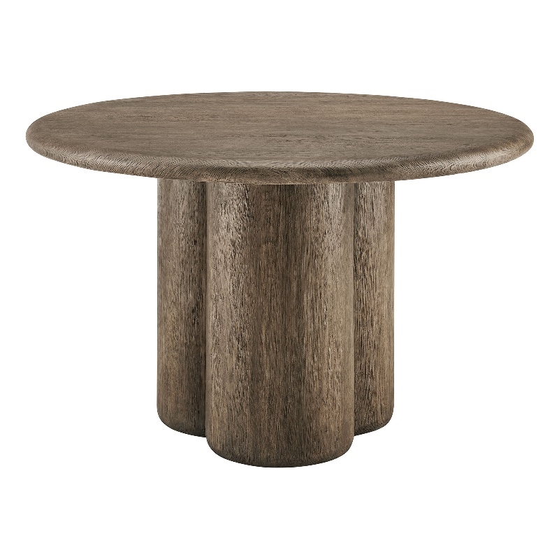 Tori 48 Inch Round Outdoor Indoor and Outdoor Wood Dining Table in Weathered Walnut