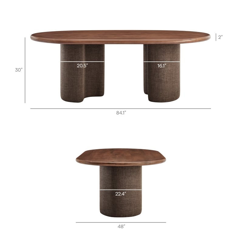 Enric 84 Inch Mango Wood Oval Dining Table in Walnut