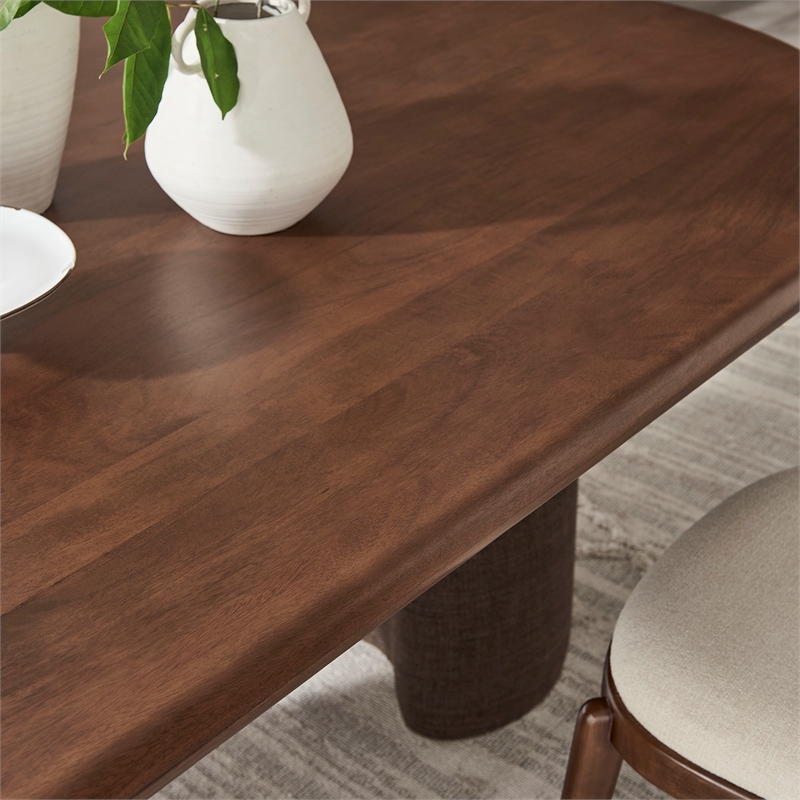 Enric 84 Inch Mango Wood Oval Dining Table in Walnut