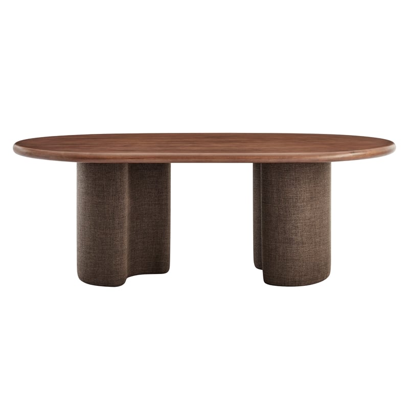Enric 84 Inch Mango Wood Oval Dining Table in Walnut